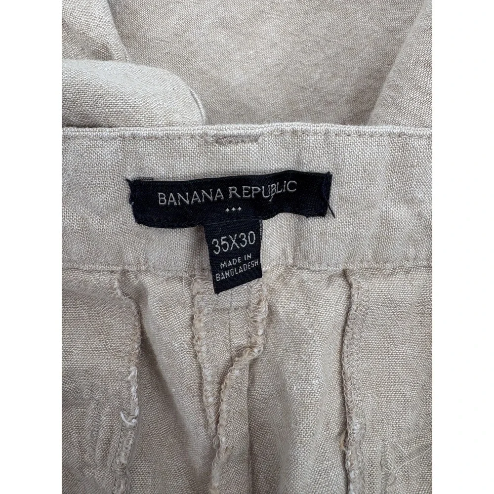 Banana Republic Linen Cotton Blend Golden Khaki Chino Pants, 35 x 28, EXCELLENT!